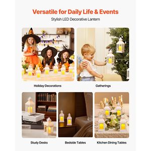 Juego de 12 Faroles LED Eléctricos sin Llama para Interiores/Exteriores, Decoración de Pared y Porche, con Soporte de Plástico para LED - Product Image 6