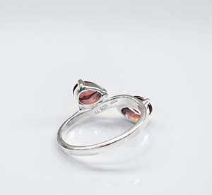 925 Sterling <b>Silver</b> Adjustable Two Teardrop Red <b>Garnet</b> <b>Ring</b> Open Design Fine Jewelry for Women Gift Collection - Product Image 3