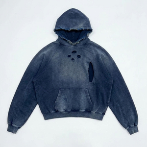 Sweats à capuche pour hommes, personnalisables avec logo, épais, à fermeture éclair, style vintage délavé, broderie, patch, anti-boulochage, ODM - Product Image 1