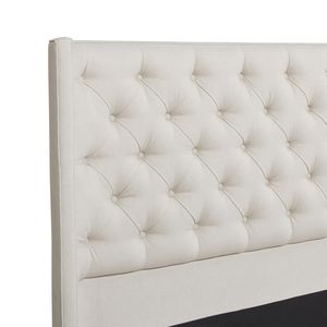 Letto matrimoniale Manhattan Shelter King con piattaforma, rivestito in lino beige chiaro - Product Image 2