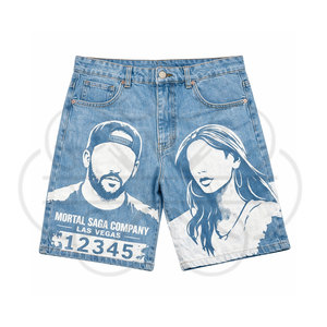 Shorts pour hommes Hip Hop personnalisés de qualité supérieure, 100% coton, poids moyen, taille haute, élastique, imperméable, streetwear, shorts décontractés d'été - Product Image 6