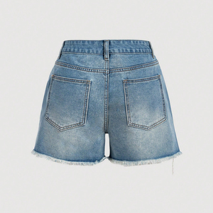 Shorts de Mezclilla de Cintura Alta para Mujer, Bordados, con Dobladillo Crudo, Estilo Retro Casual, Superventas 2026 - Product Image 2