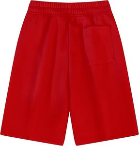 Pantalones Cortos Deportivos Unisex Rojos con Nervaduras, Corte Regular, Teñido Liso, para Artes Marciales - Product Image 2