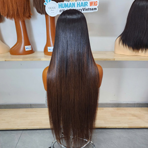 Perruques 100% Cheveux Humains Vierges Vietnamiens Double Drawn 5x5 HD Transparent Lace Front Closure Wig Sans Colle Lisses Comme des Baguettes 32 Pouces - Product Image 1