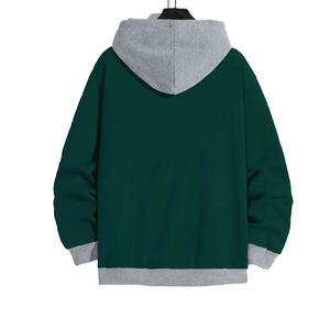 Sudadera con capucha para hombre, de tejido grueso y resistente, mezcla de poliéster/algodón, forro polar ecológico, estilo oversize con hombros caídos, cierre completo, última moda de invierno - Product Image 4