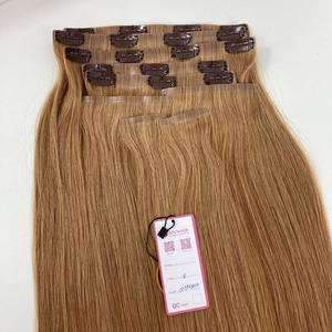 Extensiones de cabello Remy vietnamita virgen de 24 pulgadas Color marrón dibujado doble #8 Extensiones de cabello humano recto con clip sin costuras crudo - Product Image 4