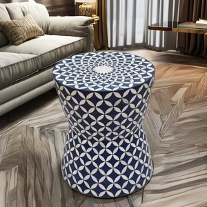 Table d'appoint en bois au design moderne avec incrustation en os/résine, taille 14 x 18 pouces, faible MOQ 20 pièces pour salon et chambre à coucher de luxe - Product Image 1