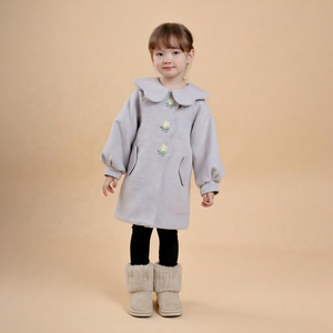 Manteau en laine douce pour filles, automne, écologique, respirant, vêtements pour enfants ODM, vente en gros de vêtements pour bébés, Vietnam-DR4493 - Product Image 1