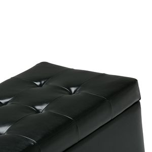 Cosmopolitan Midnight Black <b>Storage</b> Ottoman Stylish <b>Stool</b> with Hidden <b>Storage</b> Space - Product Image 3