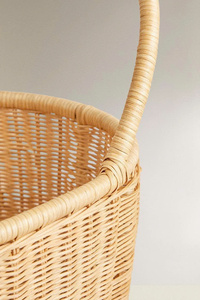 Chariot de poussette en rotin tressé à la main de haute qualité, best-seller, avec poignée à roulettes, adapté au rangement des jouets de bébé. - Product Image 3
