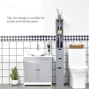 Mobiletto da Bagno in MDF Grigio Stile Rustico con Finitura Verniciata - Product Image 6