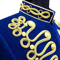 Veste de parade militaire napoléonienne unisexe verte d'été, style hussard, avec tressage doré, motif lettres respirant, 100% coton, pour adultes, haute qualité
