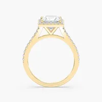 Bague de fiançailles Charlotte avec halo de diamants taille princesse d'un carat et demi, élégante, classique, bijoux féminins intemporels et raffinés