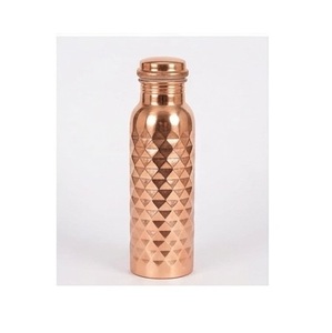 Botella de Agua Minimalista de Cobre con Acabado Cromado y Textura Martillada, Botella de Viaje Portátil Minimalista - Product Image 2