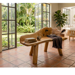 ARTERRA - Muebles de Patio Premium para Exteriores, para Casa, Villa, Resort, Banco de Raíz de Teca Rústico de Lujo, Pieza de Asiento Hecha a Mano - Product Image 4