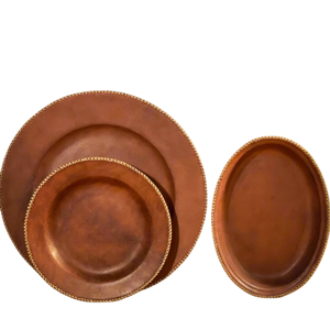 Assiette de service ronde en cuivre, design moderne, faite à la main, pour la maison, les hôtels et les restaurants - Product Image 5
