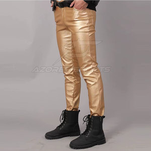 Pantalon en cuir véritable pour homme, coupe slim, taille mi-haute, léger, respirant, écologique, décontracté, tendance streetwear, tenue moderne - Product Image 6
