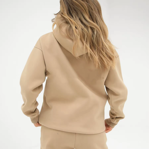 Sudadera con Capucha Extra Grande para Mujer, Color Sólido, Algodón, Felpa de Bambú, Manga Larga, Transpirable, Estilo Casual, Otoñal - Product Image 3
