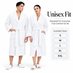 เสื้อคลุมอาบน้ำผ้าฝ้ายออร์แกนิค GOTS 450 GSM เทอร์รี่ แบบยูนิเซ็กซ์ คอปกผ้าคลุมไหล่ สำหรับโรงแรมและสปา ไม่ย้อมสี ขายส่ง - Product Image 4