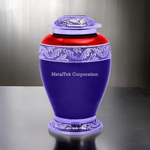 โกศเผาศพสไตล์อเมริกันสีฟ้าและแดงแบบสองสีอุปกรณ์งานศพตกแต่งโกศสำหรับเก็บขี้เถ้า - Product Image 4