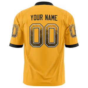 Maillot de football américain jaune et noir pour homme, col en V, manches courtes, impression sublimée, évacuation de l'humidité, coupe régulière, nom de l'équipe 00 - Product Image 5