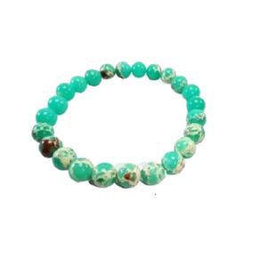 Pulsera de Piedras Redondas de Jaspe Verde Sedimentario del Mar, Hecha a Mano, Feng Shui, para Hombre y Mujer, de 8-10 mm, Joyería de Moda, Energía - Product Image 1