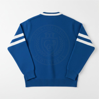 Cardigan tricoté bleu Phi de la Fraternité, broderie grecque ZBS, pull à manches longues pour homme et femme, en coton molletonné, col en V, tenue universitaire