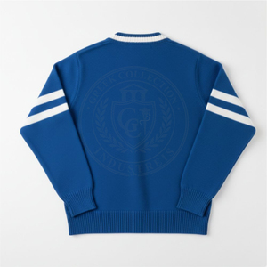 Bruderschafts-Strickjacke Phi Blau mit Griechischer Stickerei ZBS Langarm-Pullover für Herren und Damen Baumwollfleece V-Ausschnitt Universitätsbekleidung - Product Image 2