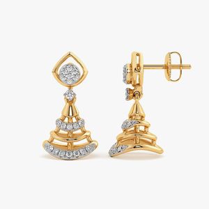 Boucles d'oreilles clous rondes à motif floral et diamants - Product Image 5