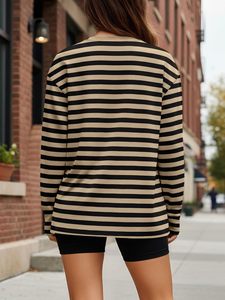 Camiseta de Manga Larga para Mujer, Estilo Contemporáneo, Corte Holgado, Cuello Redondo, Suave y Elástica, Diseño Personalizado con Logotipo Impreso, Ropa Urbana - Product Image 6