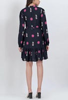 Nouvelle Robe Mini Trapèze Tendance à Imprimé Jardin Tissé, Ourlet Étages et Taille Élastique pour Femme – Élégante, Légère et Écologique à Manches Longues