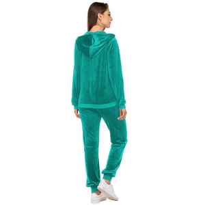 Premium <b>Lounge</b> Wear Outfit Wide Leg Relaxed Fit Jogging Gear Essential All Day Comfort Ladies Velvet Track Suit - Product Image 2