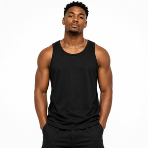 Débardeur noir pour homme Cosh International avec visage jaune brillant sur l'arrière du débardeur - Product Image 4