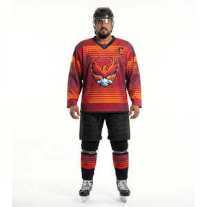 Camiseta de Hockey sobre Hielo para Hombre, Personalizada al por Mayor, 100% Poliéster, con Degradado de Atardecer, Corte Atlético Holgado, Nombre del Jugador Sublimado, Absorbe la Humedad - Product Image 1