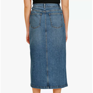 Custom Closure Women Midi Denim Skirts Plain Dyed And Breathable Women Midi Denim Skirts - Product Image 3