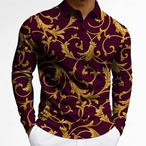 เสื้อโปโลแขนยาวลายดอกไม้สำหรับผู้ชาย ระบายอากาศได้ดี สวมใส่ได้ทั้งแบบลำลองและธุรกิจ ทรงเข้ารูป แห้งเร็ว มีหลายสี ผ้าโพลีเอสเตอร์ทออย่างดี สไตล์สมาร์ทแคชชวล - Product Image 6