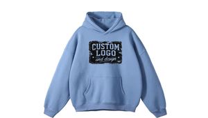 Sweat à capuche personnalisé avec logo, broderie vieillie, strass, délavage acide, délavage à la pierre, coupe ample et carrée, MOQ 10 options - Product Image 3