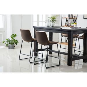 ชุดโต๊ะรับประทานอาหารไม้โบราณ Bronco พร้อมโต๊ะสูงแบบเคาน์เตอร์และเก้าอี้สีน้ำตาลสี่ตัว - Product Image 4