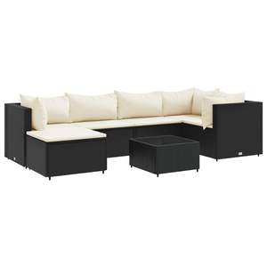 Set da Giardino in Rattan PE Nero e Bianco Crema, 7 Pezzi, per Patio e Lounge - Product Image 2