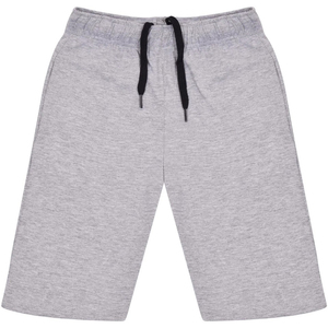 กางเกงขาสั้นสีเทาอ่อนมีสไตล์ แต่งเชือกผูกสีดำตัดกัน ความยาวระดับเข่า ผ้าเทอร์รี่คอตตอนลำลอง สวมใส่สบาย - Product Image 1