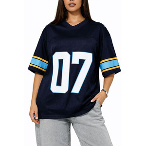 Maillot de football américain unisexe style streetwear bleu et noir, coupe oversize, respirant, en polyester, pour entraînement d'équipe, personnalisable USA - Product Image 1
