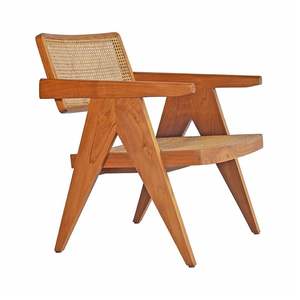 เก้าอี้ทานอาหารทำมือจากไม้สักหวายธรรมชาติ พนักพิงหวายสไตล์โมเดิร์นสแกนดิเนเวียน เหมาะสำหรับร้านอาหารและคาเฟ่ - Product Image 5