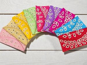 Handmade Embroidered Potli Pouch Set Colorful Ethnic <b>Gift</b> <b>Envelopes</b> Leaf Design Fabric Wallets Wedding Favor Bags - Product Image 1
