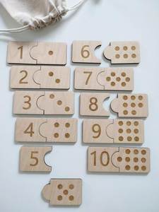 Wooden Number Matching Puzzle Montessori Math Learning Blocks Counting Teaching Toy for Kids - Product Image 1