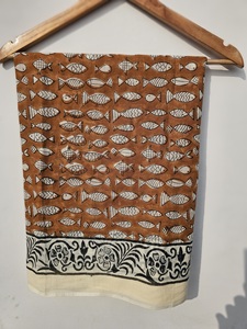 Hand Block Printed Cotton <b>Sarong</b> Hand Block Print Cotton <b>Sarong</b> Pareo Fish Print Beach Wrap Scarf Women Summer Swimwear Cover Up - Product Image 6