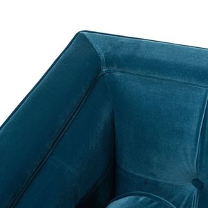 Divano Moderno Jack 84 Pollici in Velluto Blu Teal Satinato con Lavorazione Trapuntata per Soggiorno - Product Image 6