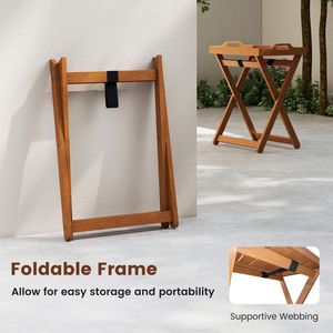 Tavolino Laterale Portatile in Legno per Esterni con Telaio Pieghevole - Product Image 6