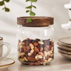 Durable Glass <b>Jar</b> With Wooden Lid Great For Keeping <b>Pickles</b> Spices Herbs Safe Fresh And Easy To Use Daily - Product Image 1