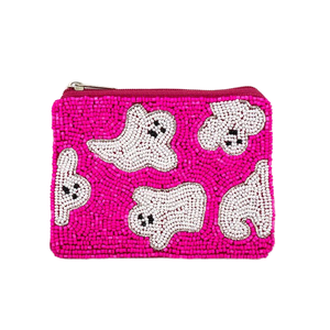 Animated Pink Beaded Coin Bag Decorative Beaded Coin Clutch for Parties & Gifting <b>Mini</b> Wallet Zip Closure Embraided Women <b>Pouch</b> - Product Image 1