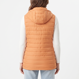 Gilet matelassé oversize pour femme, vente en gros, veste sans manches d'hiver avec capuche, fermeture éclair, manteau chaud rembourré avec poches, vêtement d'extérieur - Product Image 6
